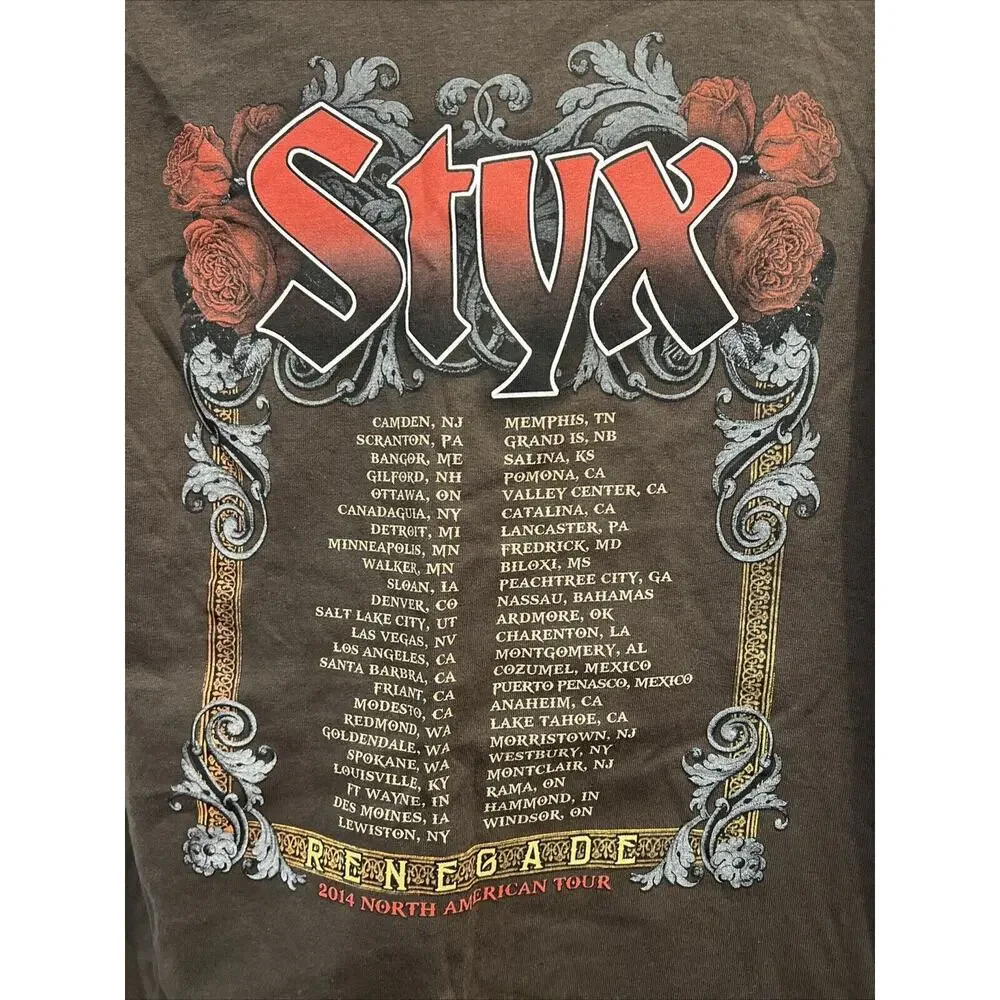 2014 Styx Renegade North American Tour Classic Rock T-Shirt Men's Sz MEDIUM, EUC